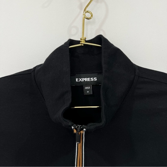 Express Tipped Quarter-Zip Sweatshirt Black Size Medium Black Long Sleeve - Picture 5 of 6